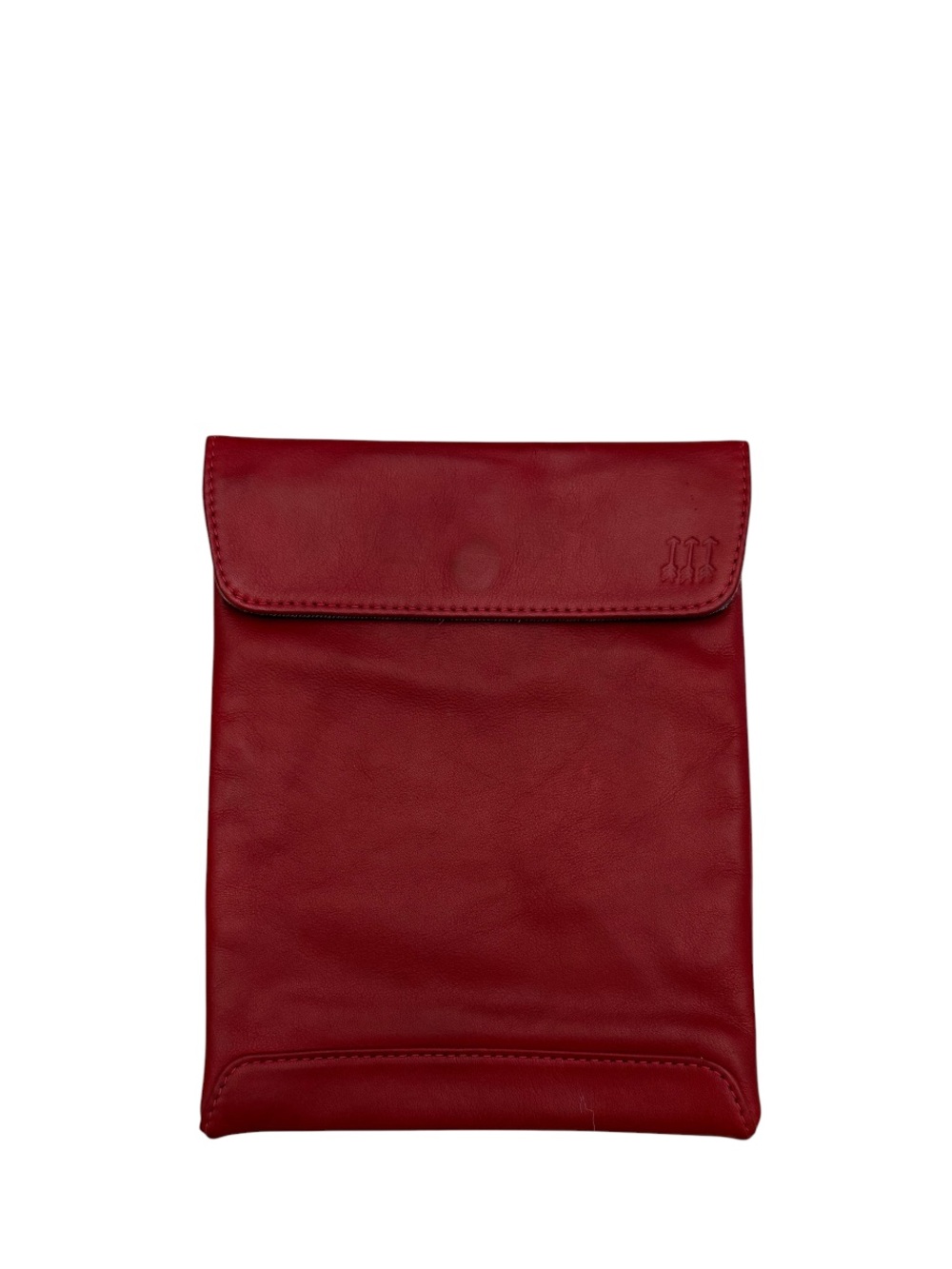 DIRECTIONAL MOTIVATION - RED LEATHER BLUE DENIM POUCH CLUTCH BAG